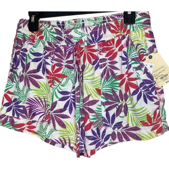 St. John's Bay Women's Short Elastic Mid rise Adjustable Palm trees Green XL New - Picture 3 of 8